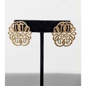 Vintage Avon Large Open Filigree Style Earrings Statement Gold Tone